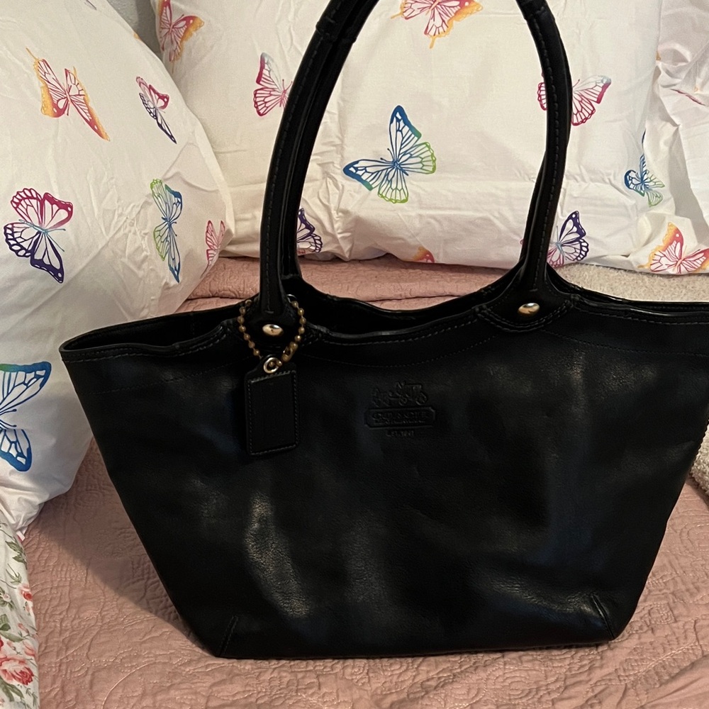 Coach Black Leather Tote Bag